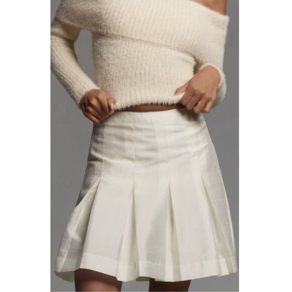 Anthropologie Maeve Pleated Taffeta Mini Skirt NWT in White 12 - Picture 11 of 12